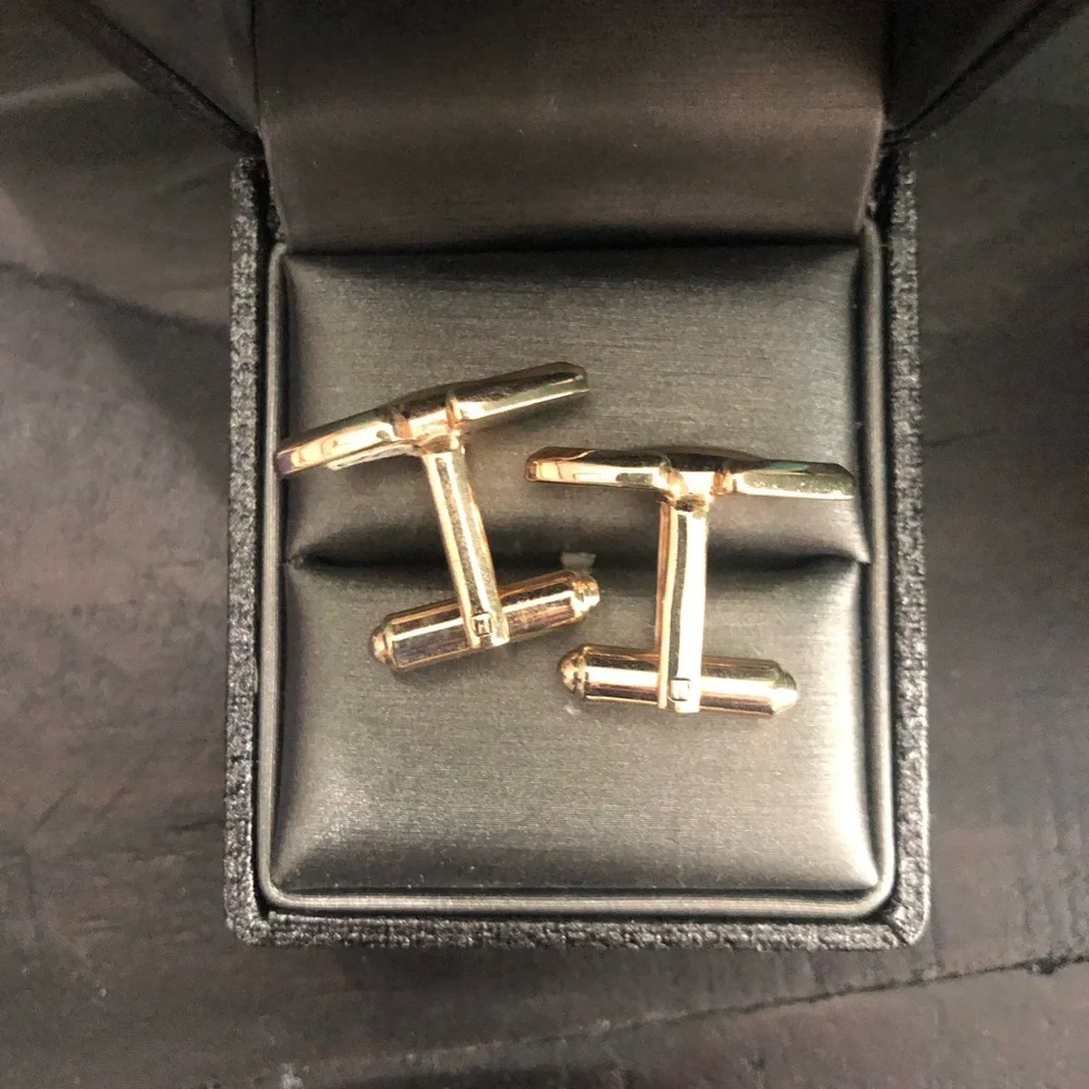 Vintage Gold Marquise Double-Frame Cuff Links -men’s accessories